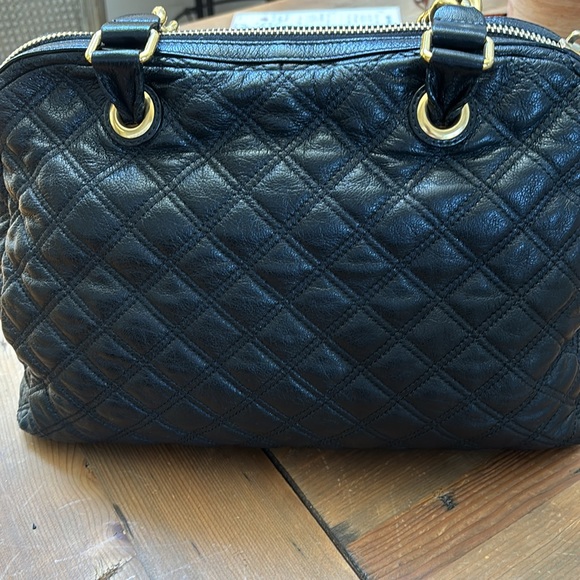 Marc Jacobs Quilted Black Shoulder Bag with Gold Accents